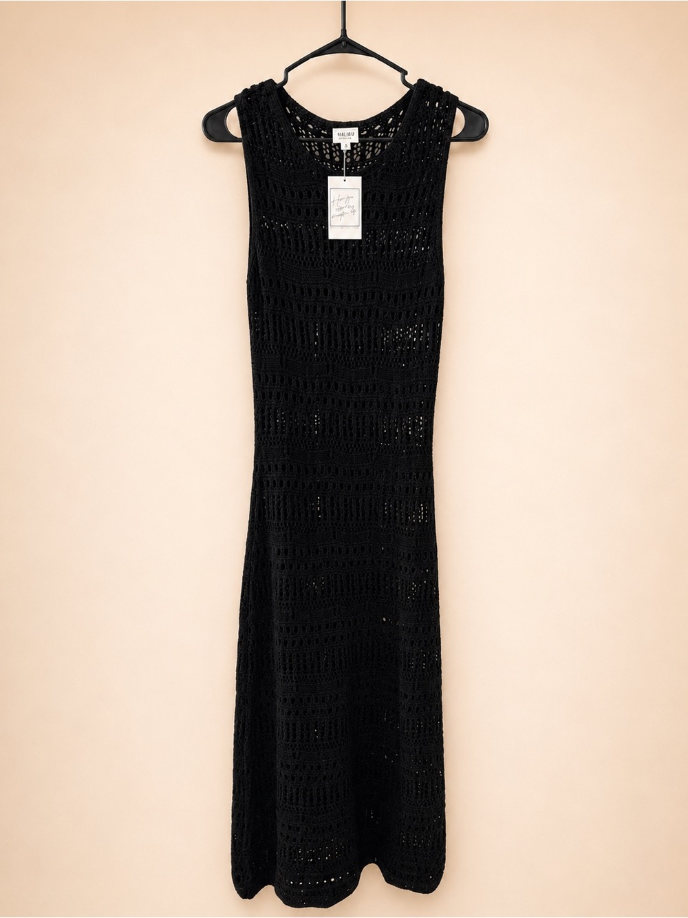 NWT LE LIS Black Crochet Knit Maxi Dress